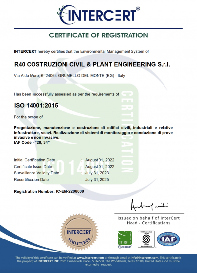 R40 COSTRUZIONI CIVIL & PLANT ENGINEERING S.r.l.-EMS-CA – Italian R40 COSTRUZIONI CIVIL & PLANT ENGINEERING S.r.l.-EMS-CA - Italian