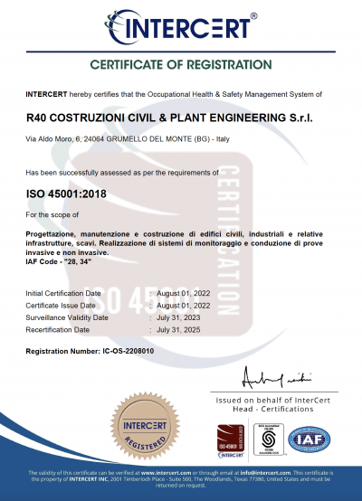 R40 COSTRUZIONI CIVIL & PLANT ENGINEERING S.r.l.-OHSMS-CA -Italian R40 COSTRUZIONI CIVIL & PLANT ENGINEERING S.r.l.-OHSMS-CA -Italian
